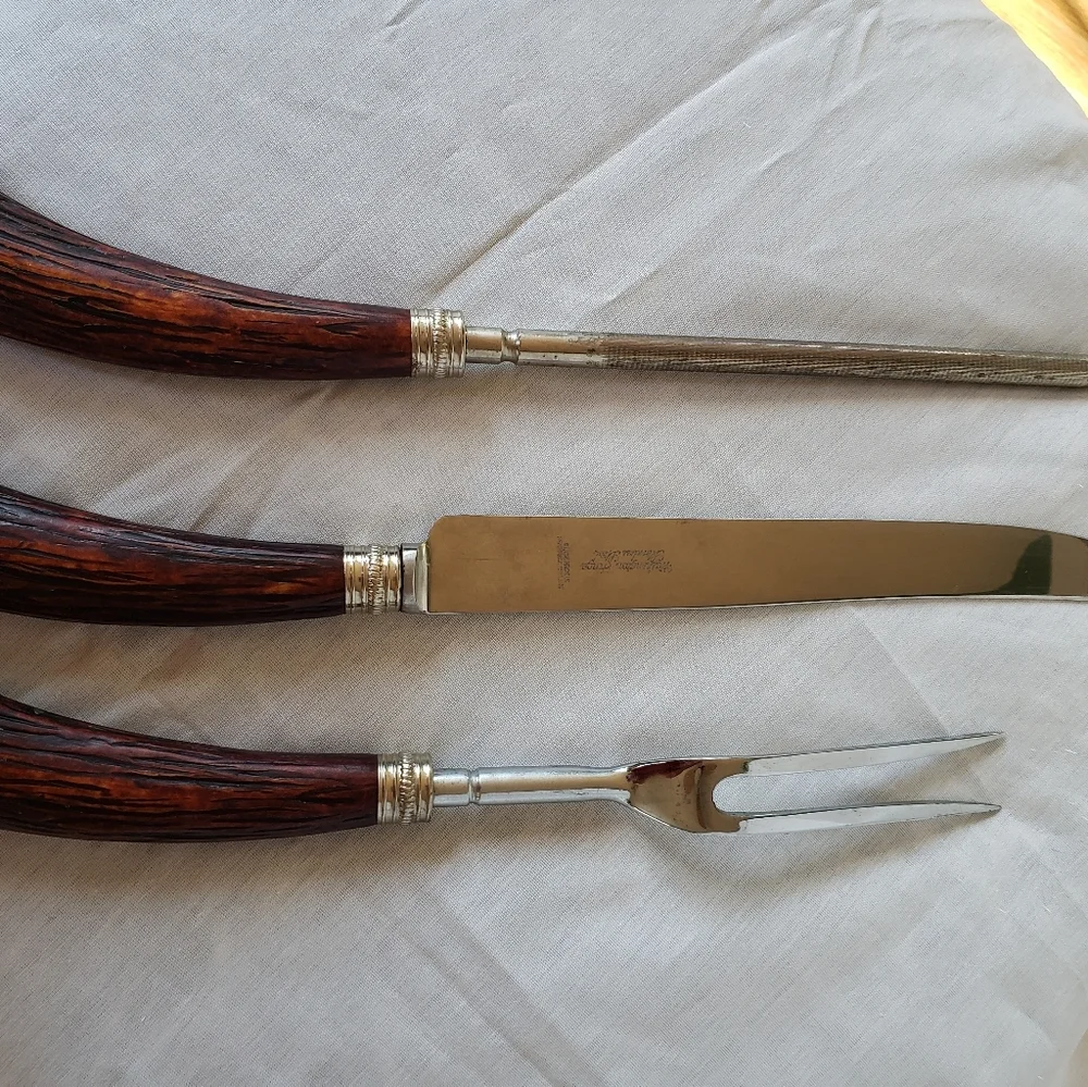 Vintage carving set fo stag handles by Washington forge